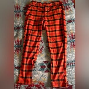 Hot Topic high-waisted, cropped orange plaid pants - large